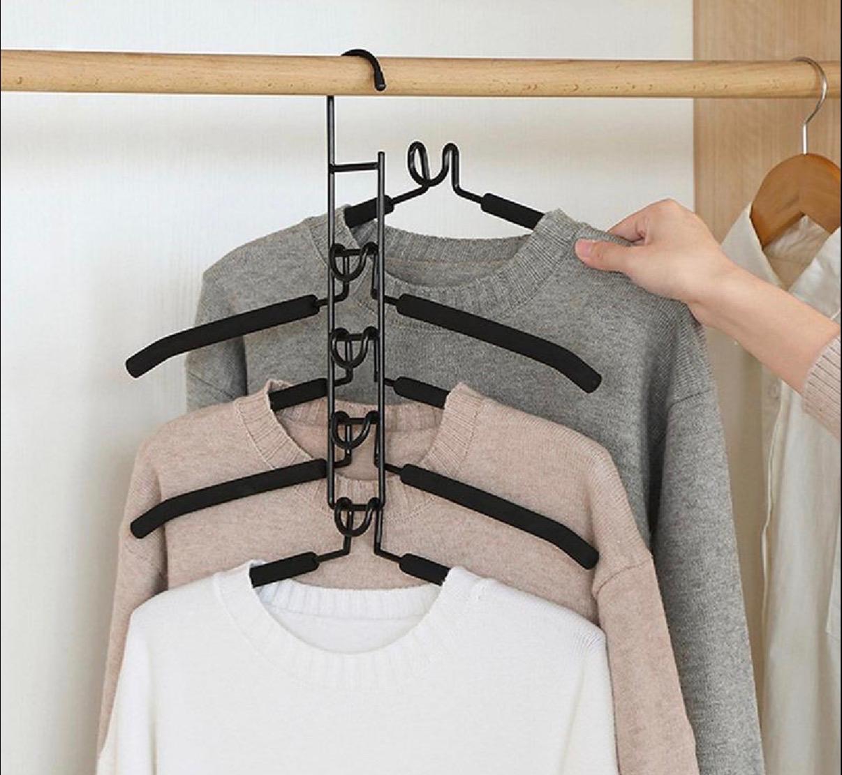Multi-Tier Hanging Closet Organizer in use