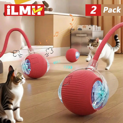 Interactive rolling ball toy with tail, red